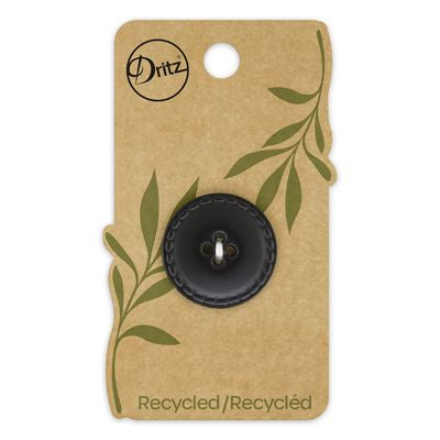 Recycled Leather Round 4hole Black 25mm 1ct