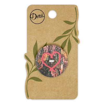 Recycled Coconut Heart 2hole Red 30mm 1ct