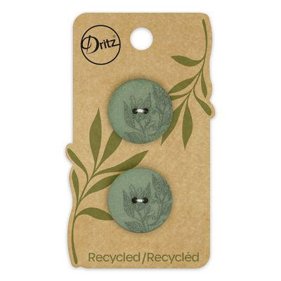 Recycled Hemp Laser 2hole Green 23mm 2ct