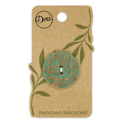 Recycled Coconut Print 2hole Green 30mm 1ct