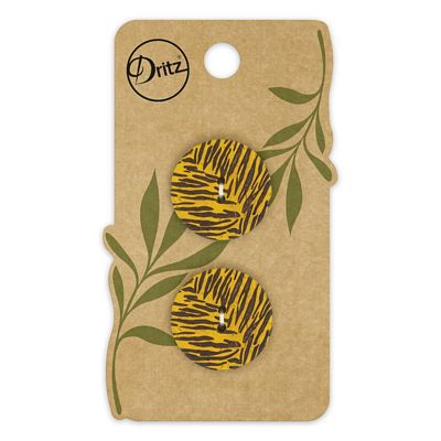 Recycled Coconut Print 2hole Mustard 30mm 1ct