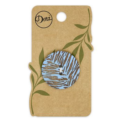 Recycled Coconut Print 2hole Blue 30mm 1ct