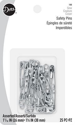 Safety Pins Nickel Asst Sz 6/b