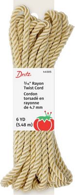 3/16 Rayon Twist Cord Cream