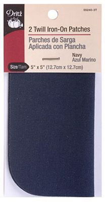 Twill Iron-On Patch Navy 6ct
