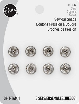 Sew-on Snaps-Nickel 8ct. sz.1