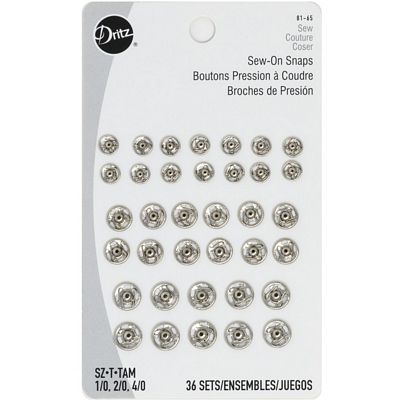 Sew-on Snaps-Nickel,36ct asst'