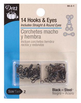 Hooks & Eyes-Black 14ct. sz.2
