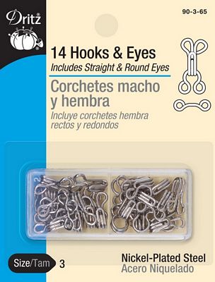 Hooks & Eyes-Nickel 14ct sz.3