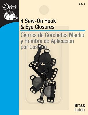 Hook & Eye Closures-Black 4ct.