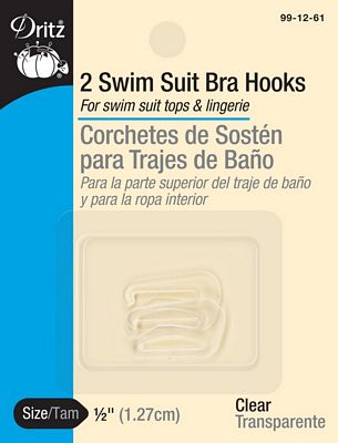 Swimsuit Bra Hook- Clear 1/2in