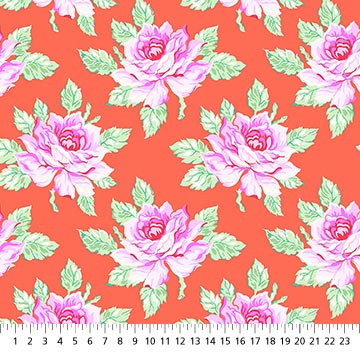 Daily Crush Hello Roses Coral 44"/45" Fabric Per Yard