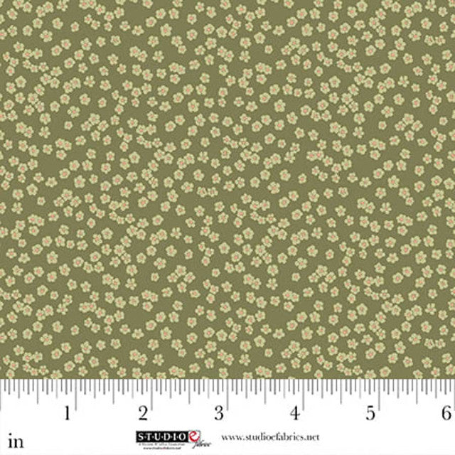 Dark Artichoke Ditsie Layla 44"/45" Cotton Fabric per Yard
