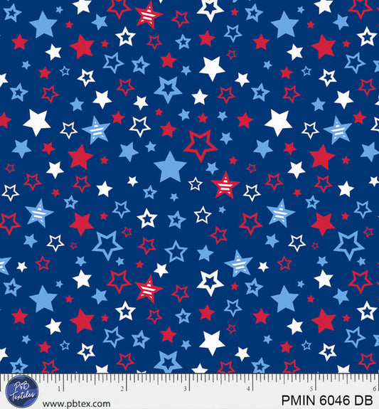 Dark Blue Patriotic Minis PMIN-6046-DB Cotton 44/45 Fabric Per Yard
