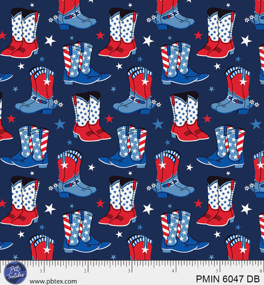 Dark Blue Patriotic Minis PMIN-6047-DB Cotton 44/45 Fabric Per Yard