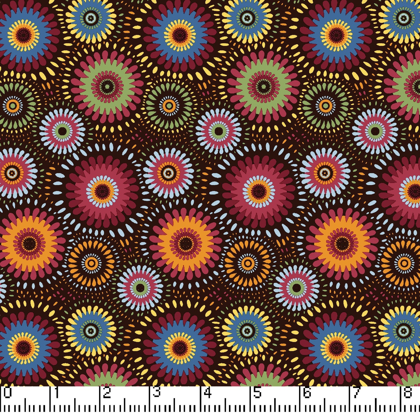 Dark Brown Lucky Medallion 45" Wide Cotton Fabric Per Yard