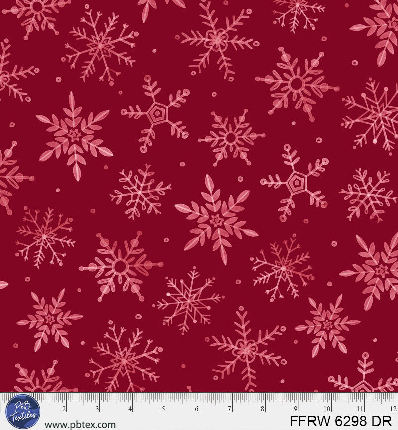 Dark Red First Frost Winter Fall 108" Cotton Fabric Per Yard