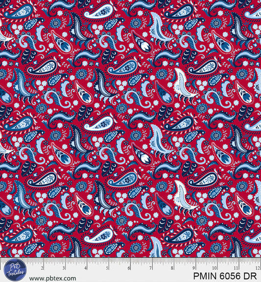 Dark Red Patriotic Minis PMIN-6056-DR Cotton 44/45 Fabric Per Yard