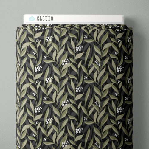 Ebony/Moss Nightvine 44"/45" Cotton Fabric Per Yard