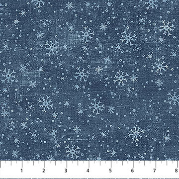 Village Folk Blue Snowflake 45" Flannel Cotton Fabric per yard