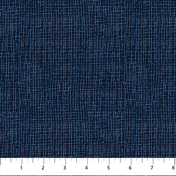 Village Folk Navy Grid Texture 45" Flannel Cotton Fabric per yard