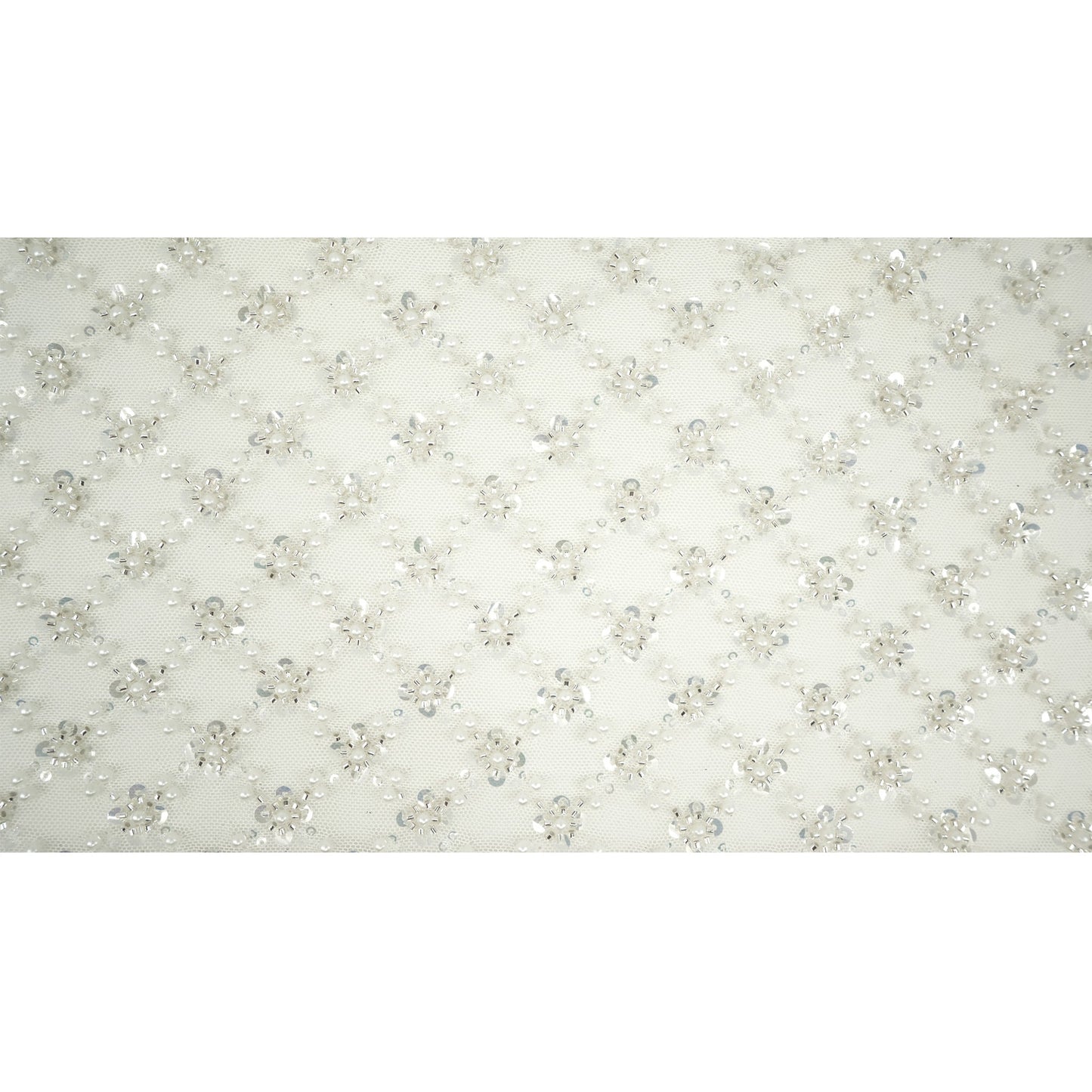 Blossom Beaded with Sequin Stretch Mesh Fabric | Blue Moon Fabrics
