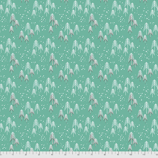 FS Snowy Day Flannel Trees Aqua