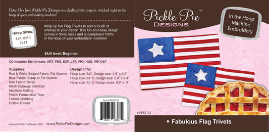 Fabulous Flag Trivets In the Hoop Embroidery Design Collection