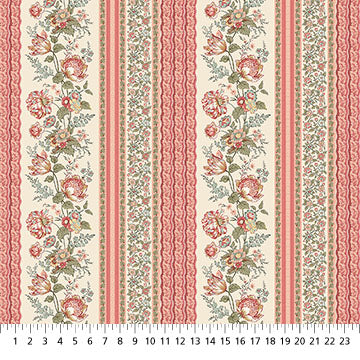 Floral Stripe Multi Cream Manoir Antiques Road Show 44"/45" Cotton Fabric Per Yard