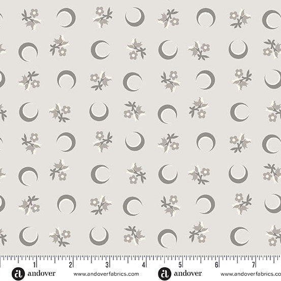 Flower Moon Gray Nightfall 44"/45" Cotton Fabric Per Yard