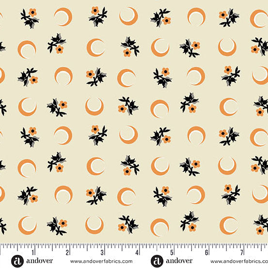 Flower Moon Orange Cream Nightfall 44"/45" Cotton Fabric Per Yard
