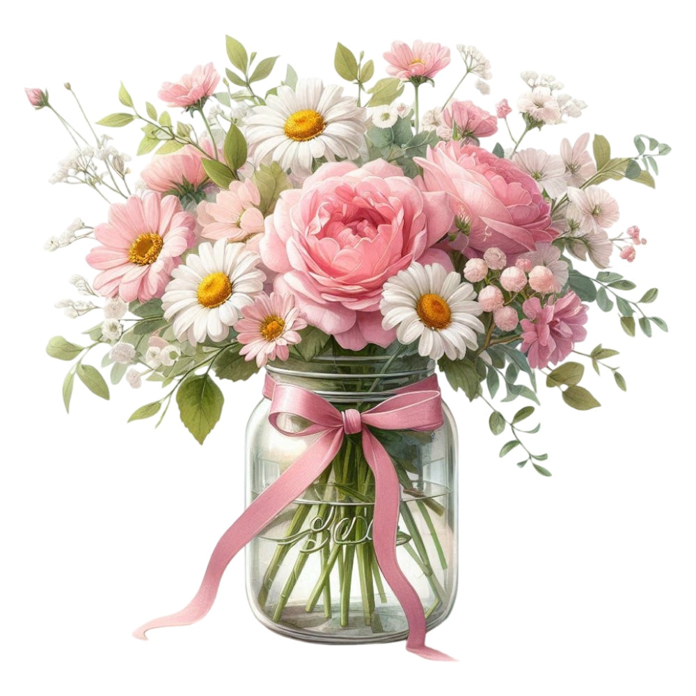 Flowers in a Jar Fabric Panel 14