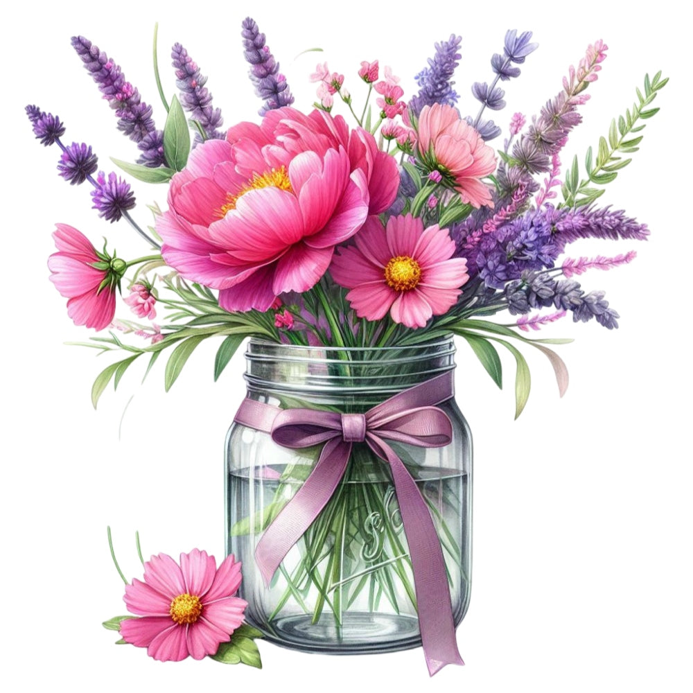 Flowers in a Jar Fabric Panel 22