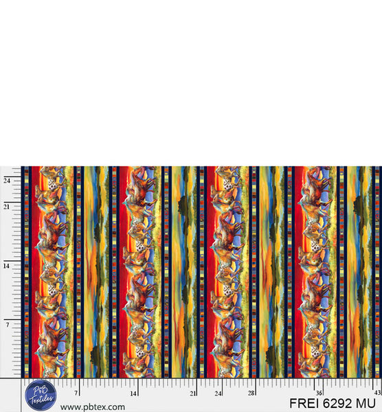 Free Rein Running Wild Border Stripe 44"/45" Cotton Fabric Per Yard