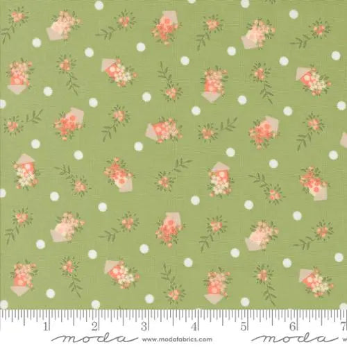 Green Abloom Cucumber Birdhouses Novelty Houses Floral 44"/45" Fabric Per Yard