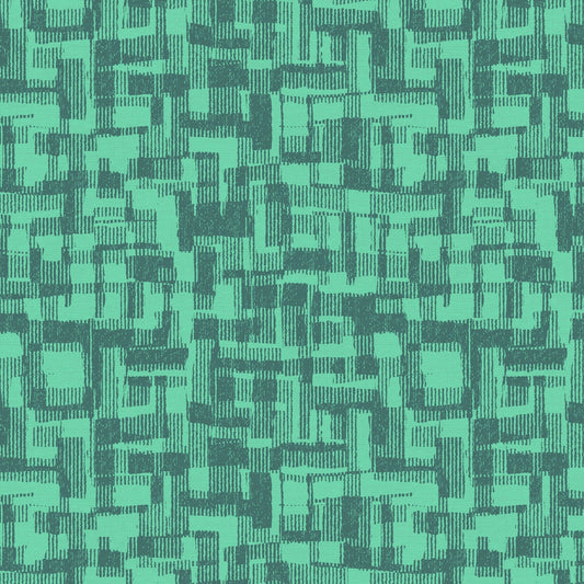 Green Dark Teal Tonal Barcodes Cotton Wideback Fabric Per Yard