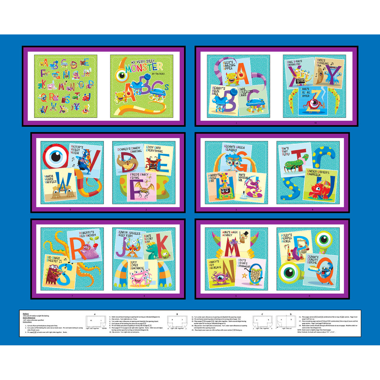 Blue My Silly Monster ABCs Book Panel