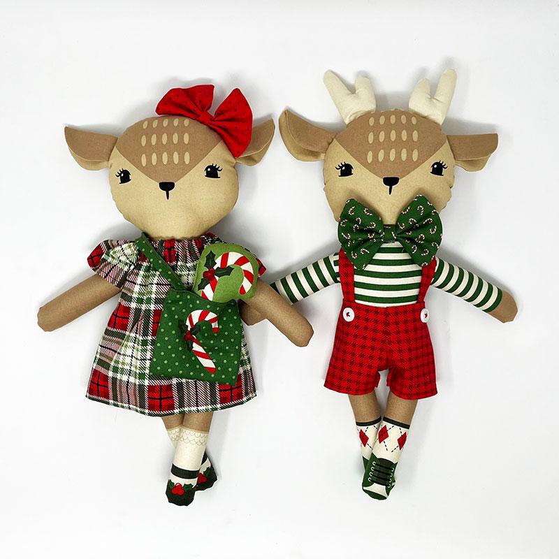 Holiday Cheer Panel Natural Reindeer Stuffies 36" x 44"