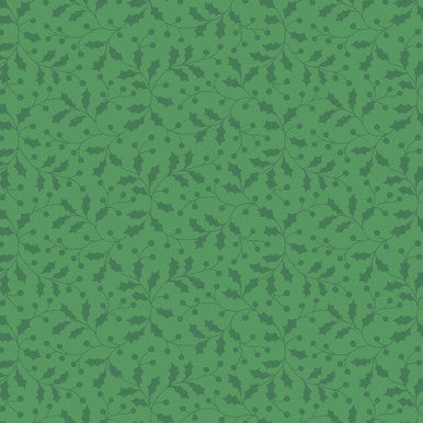 Holly And Berries Green Merry Mix 43"/44" Cotton Fabric Per Yard