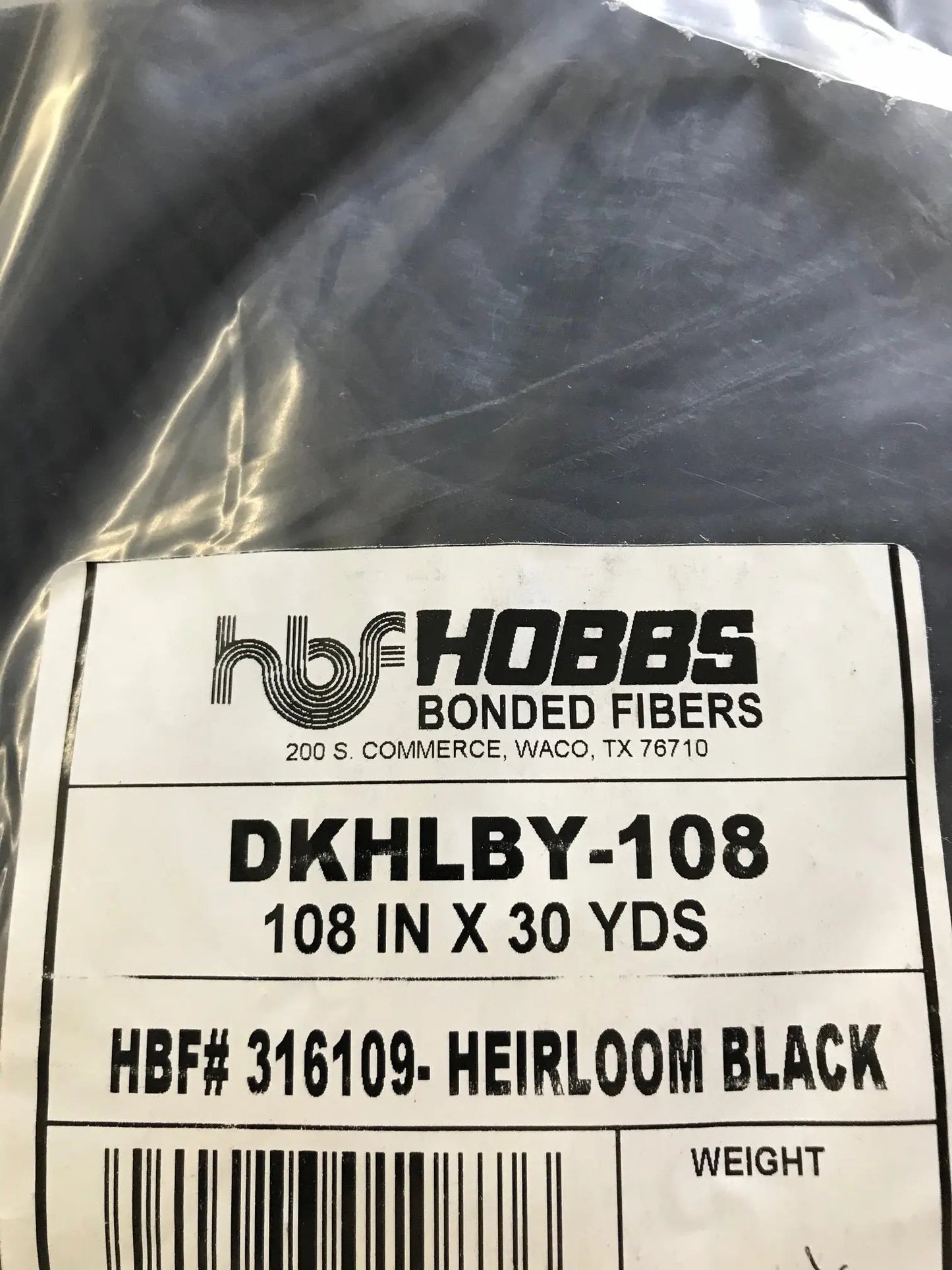 Hobbs Heirloom Black Batting 80/20 108" Wide Batting Roll