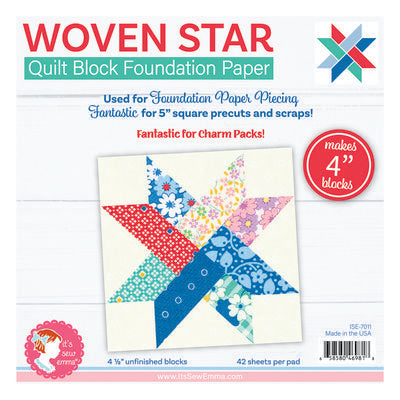 4 in Woven Star Quilt Block Foundation Paper