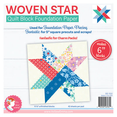 6 in Woven Star Quilt Block Foundation Paper