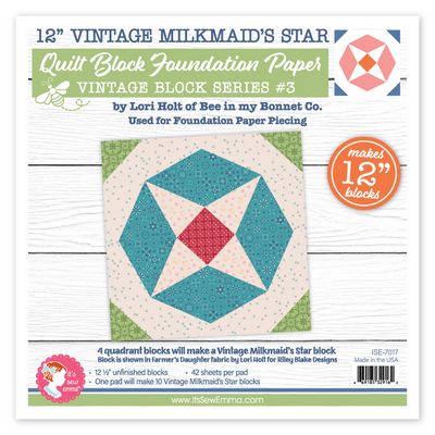 12 Vintage Milkmaid’s Star Quilt Block Foundation