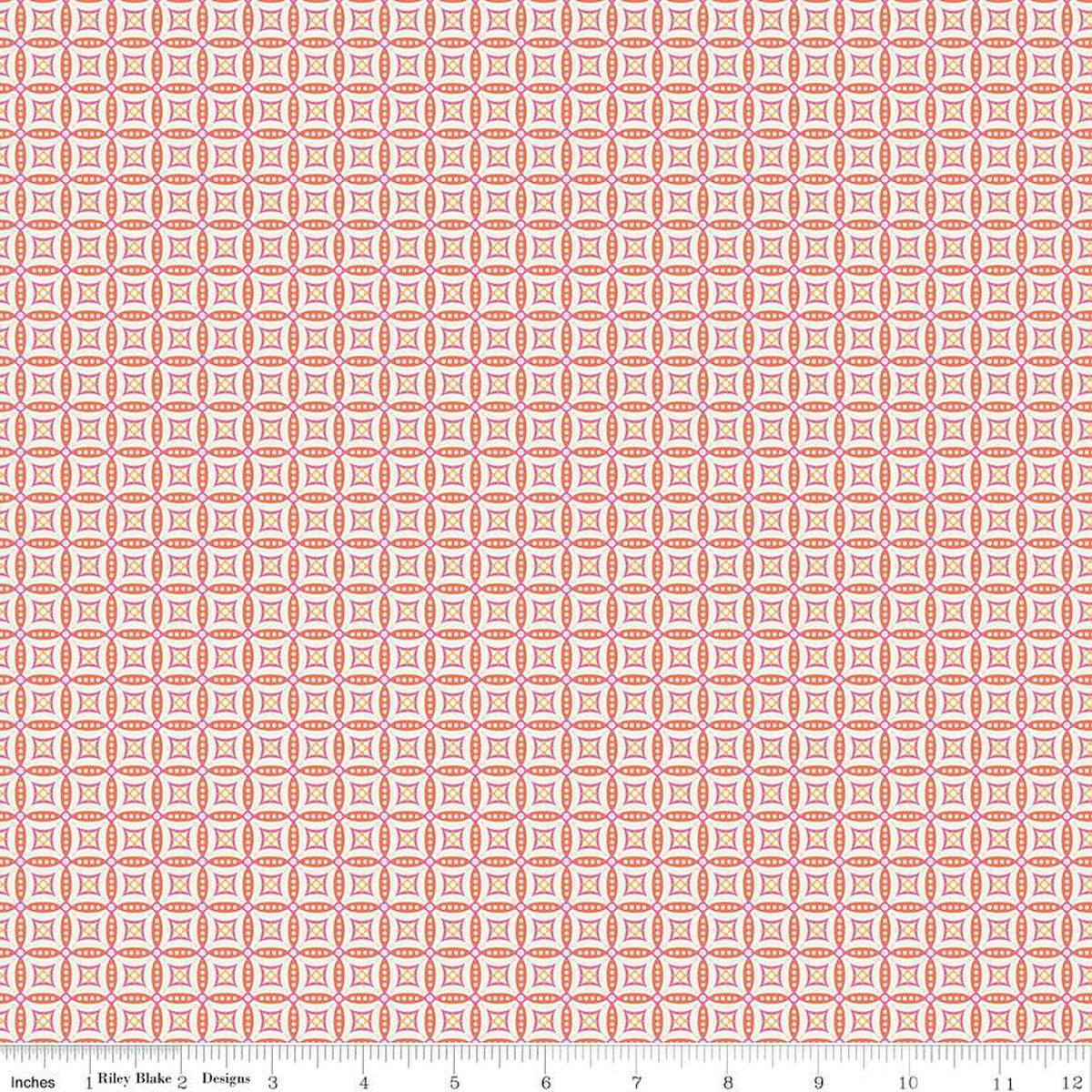 Juju's Petals Mosaic Orange Cotton 43"/44" Fabric Per Yard
