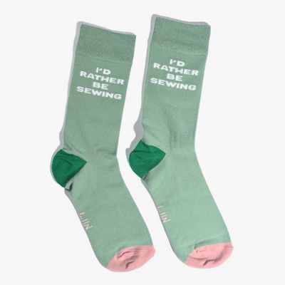 KATM Socks - I'd Rather Be Sewing Green