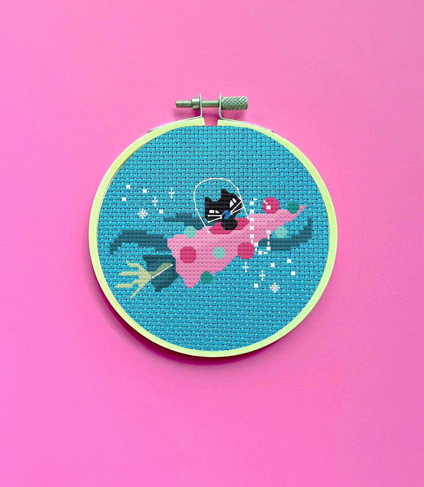 Rocket Kitty by Fluff Counted Cross Stitch Kit