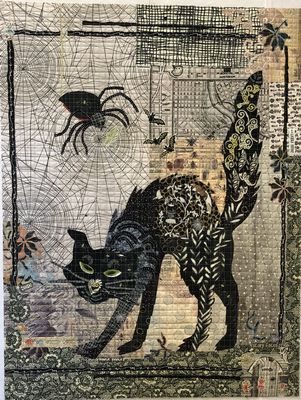 Black Cat Collage Pattern