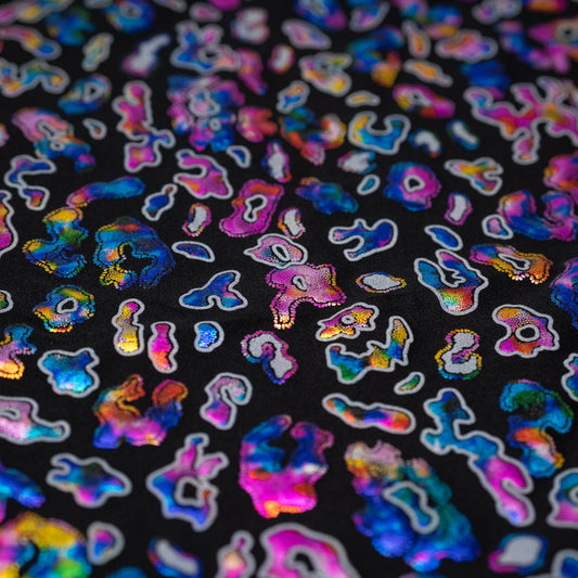 Leo Party Foil Printed Spandex Fabric | Blue Moon Fabrics