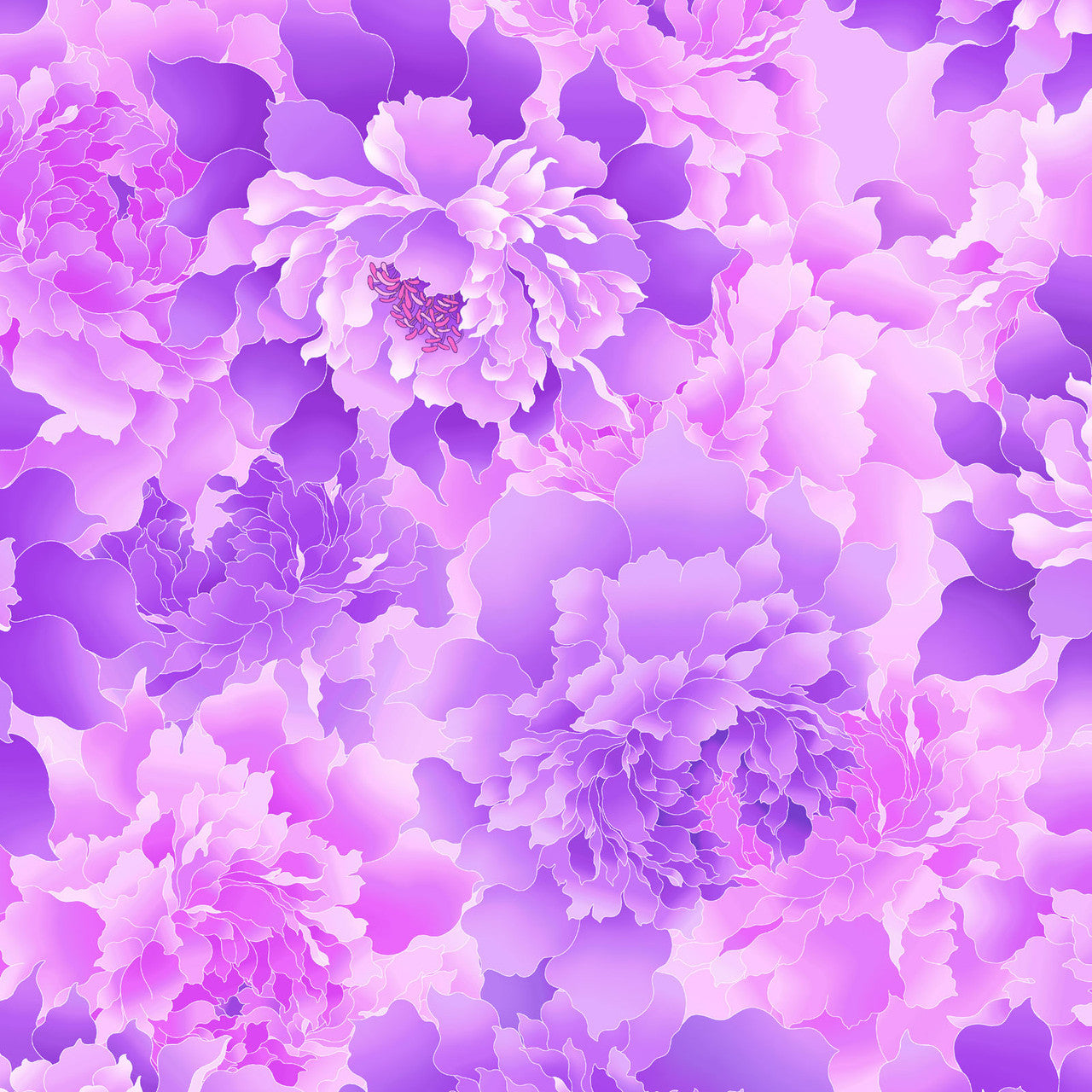 Lilac Monochromatic Peony 118" Peony Paradise Cotton Wideback Fabric Per Yard