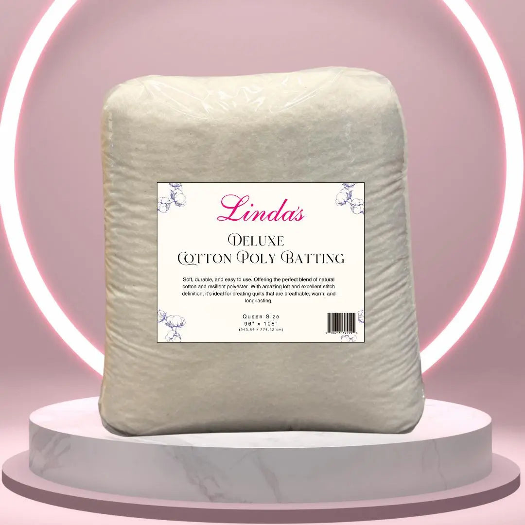 Linda's Deluxe Cotton/Poly Blend Batting Queen Size 3 Yard Package - Made by Hobbs